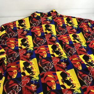 Vibes Jeans Button Down Rasta Shirt Men's L Multicolor Rap Hip Hop Urban Wear